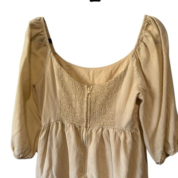 EVERY BABYDOLL DRESS WOVEN SMOCKED SQUARE NECK PUFF SLEEVE COLOR CHAI SIZE S - Picture 5 of 7